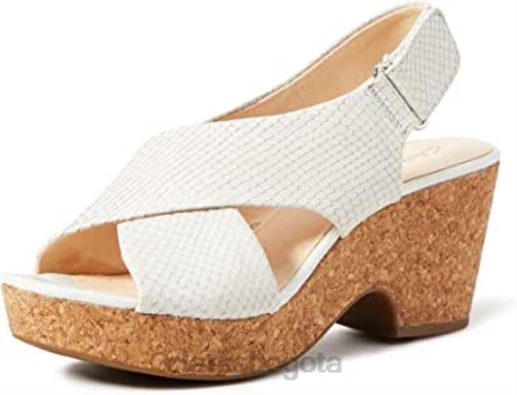 Clarks 0DX8L2061 sandalias con tira al tobillo 261479364 para mujer clarks white serpiente blanca serpiente blanca mujer