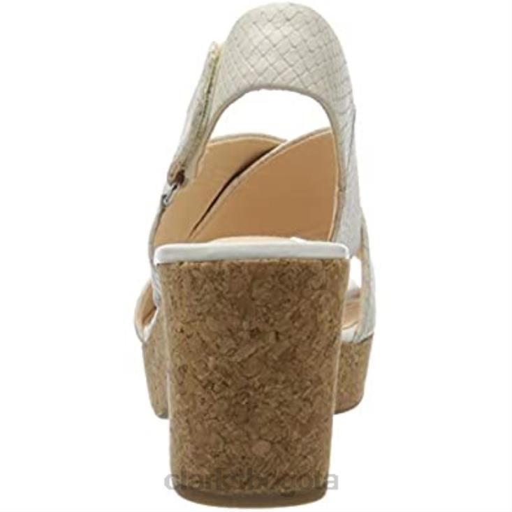 Clarks 0DX8L2061 sandalias con tira al tobillo 261479364 para mujer clarks white serpiente blanca serpiente blanca mujer