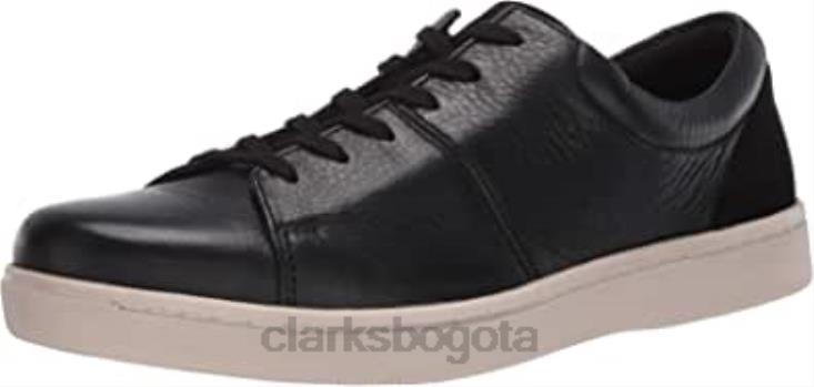 Clarks 0DX8L2062 Zapatilla kitna vibe de hombre de piel negra con suela blanca clarks hombres cuero negro con suela blanca