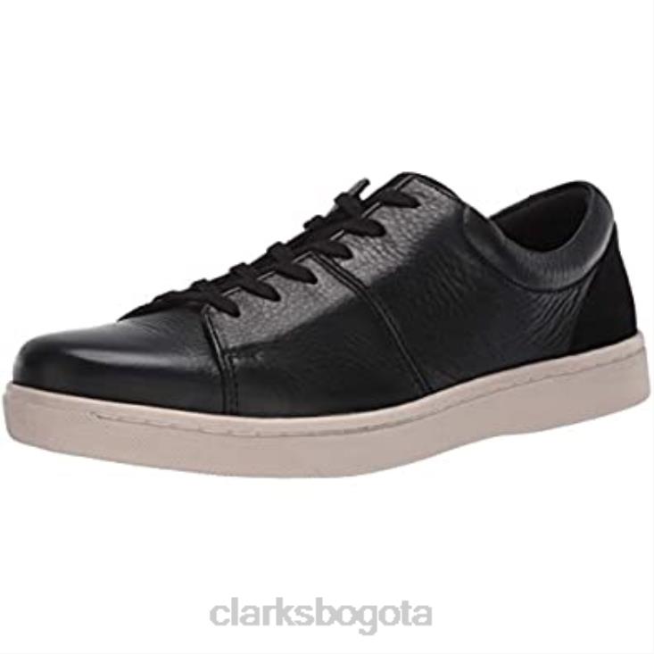 Clarks 0DX8L2062 Zapatilla kitna vibe de hombre de piel negra con suela blanca clarks hombres cuero negro con suela blanca