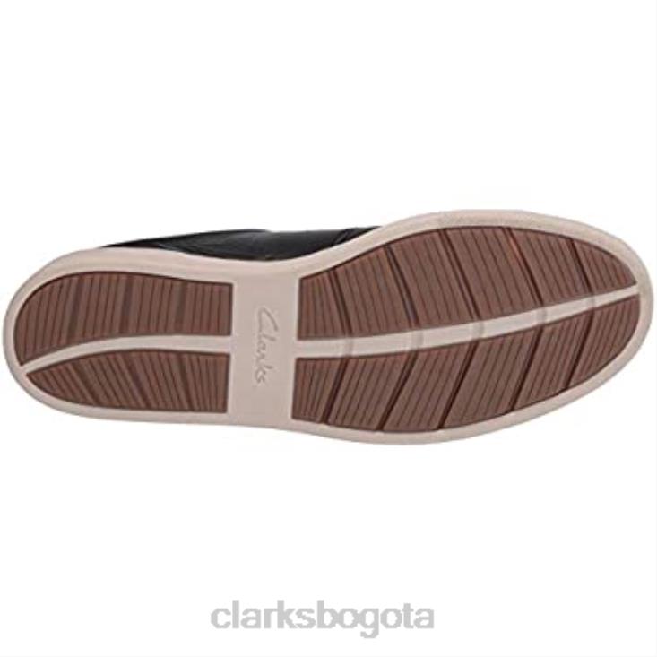 Clarks 0DX8L2062 Zapatilla kitna vibe de hombre de piel negra con suela blanca clarks hombres cuero negro con suela blanca