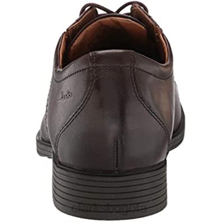 Clarks 0DX8L2068 gorra whiddon de hombre de cuero marrón oscuro oxford clarks hombres cuero marrón oscuro