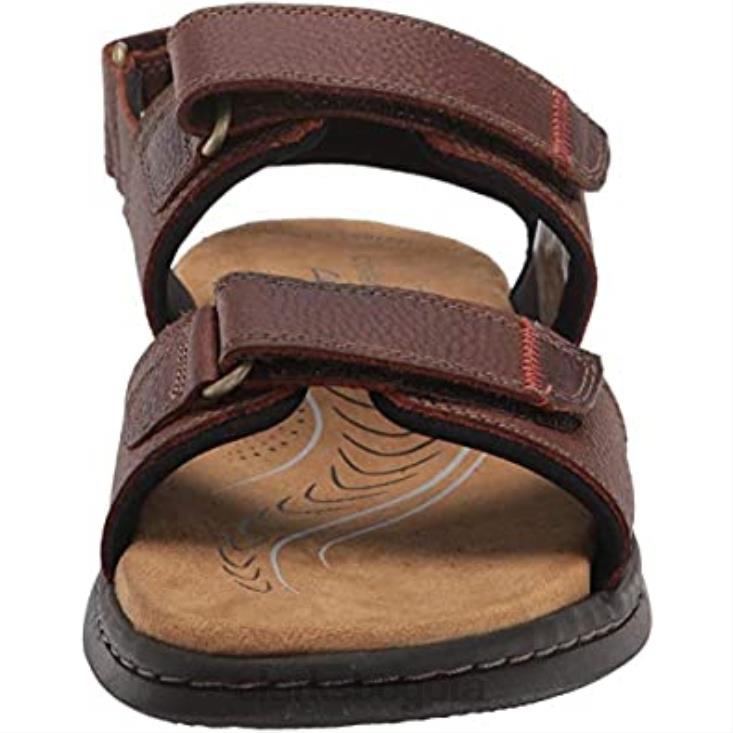 Clarks 0DX8L2081 Sandalia Clarks Hapsford Creek de cuero marrón para hombre hombres cuero caído marrón