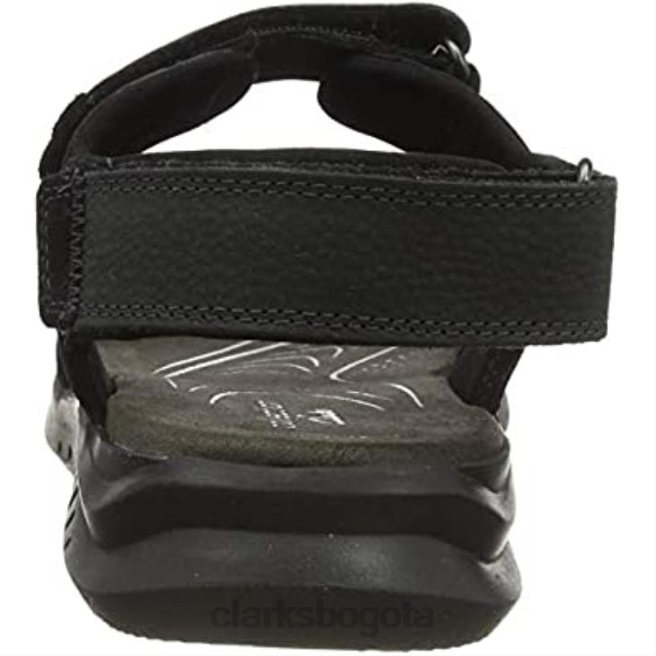 Clarks 0DX8L2087 sandalia hapsford trail para hombre clarks cuero negro caído hombres cuero negro caído