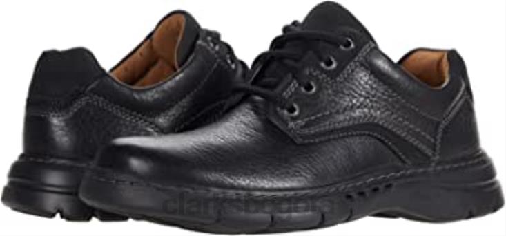 Clarks 0DX8L2091 clarks un brawley pace cuero caído negro unisexo