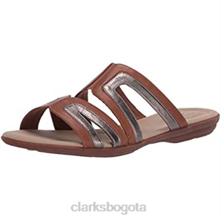 Clarks 0DX8L2094 sandalia plana mujer ada lilah cuero combi cuero sintético clarks mujer cuero combinado color canela sintético