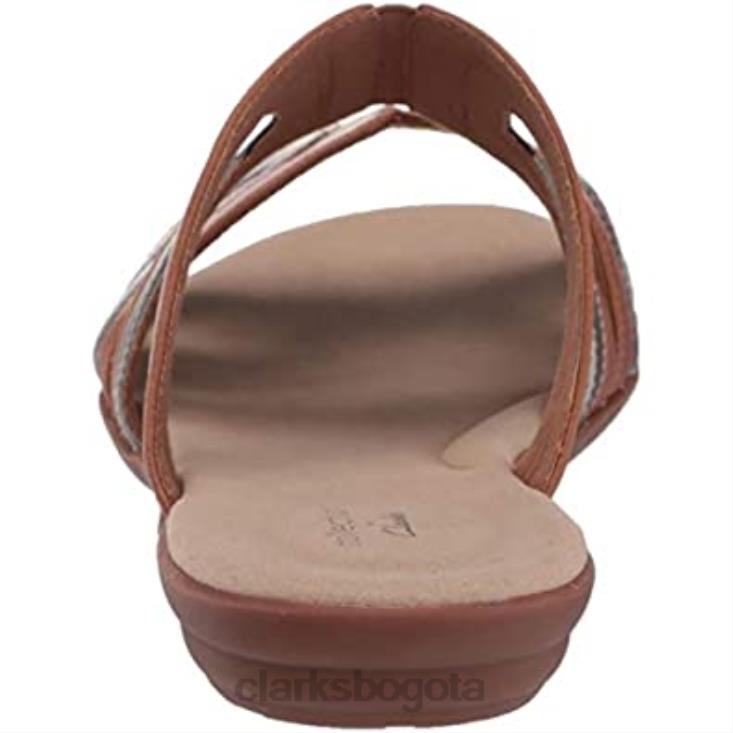 Clarks 0DX8L2094 sandalia plana mujer ada lilah cuero combi cuero sintético clarks mujer cuero combinado color canela sintético