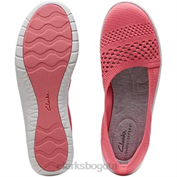 Clarks 0DX8L2115 mocasines clarks adella moon de punto coral para mujer mujer tejido coralino
