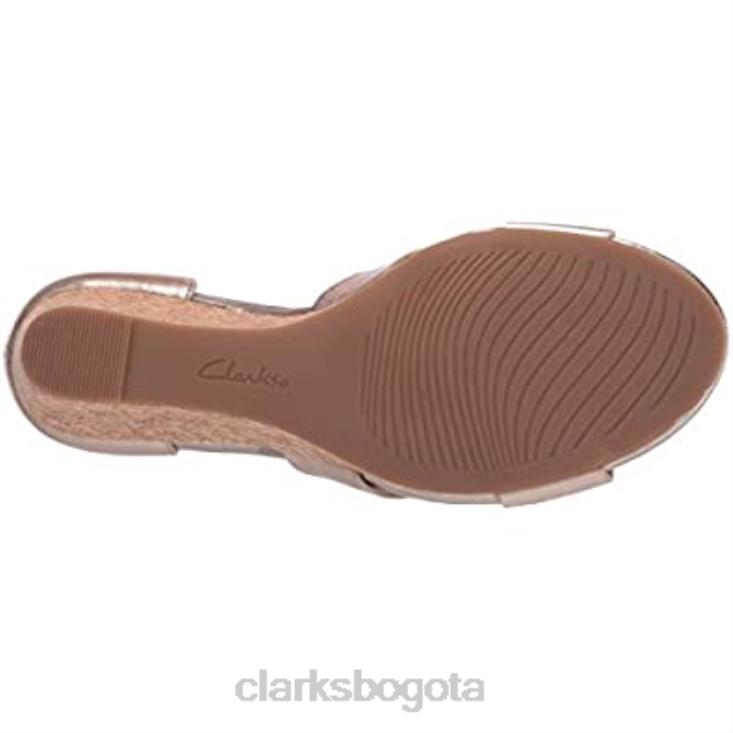 Clarks 0DX8L2131 Sandalia de cuña clarks margee gracie de cuero metalizado para mujer mujer cuero metalizado