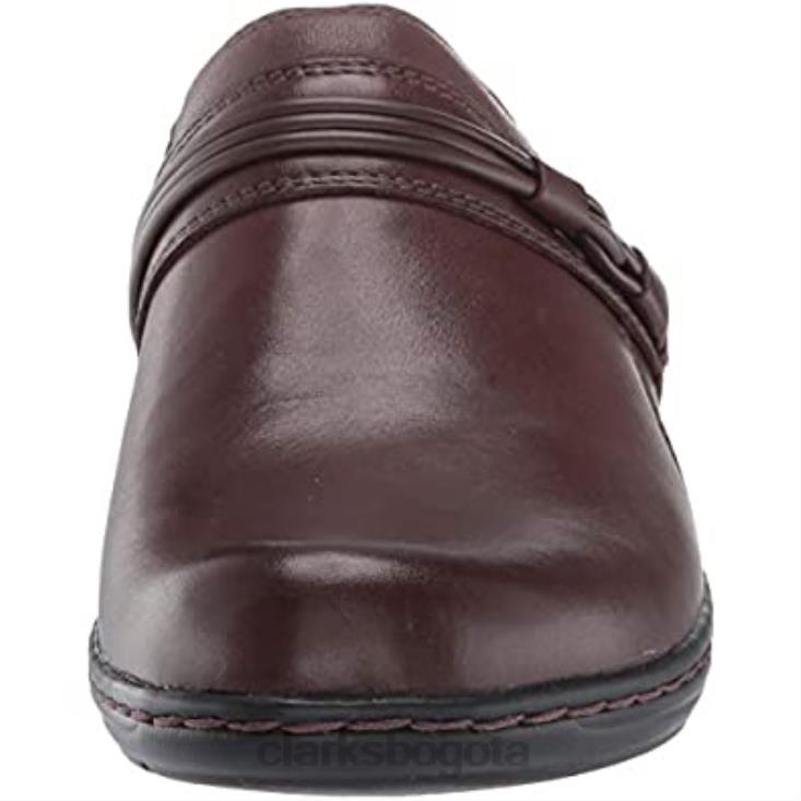Clarks 0DX8L2152 Zueco clarks leisa clover de piel marrón oscuro para mujer mujer cuero marrón oscuro