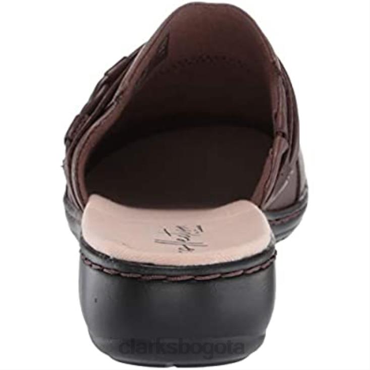 Clarks 0DX8L2152 Zueco clarks leisa clover de piel marrón oscuro para mujer mujer cuero marrón oscuro