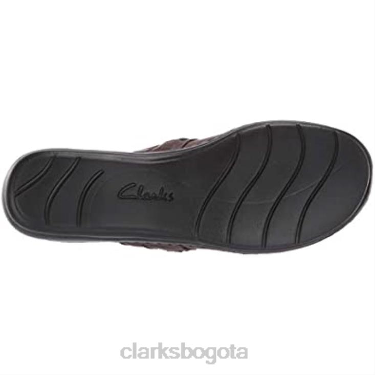 Clarks 0DX8L2152 Zueco clarks leisa clover de piel marrón oscuro para mujer mujer cuero marrón oscuro