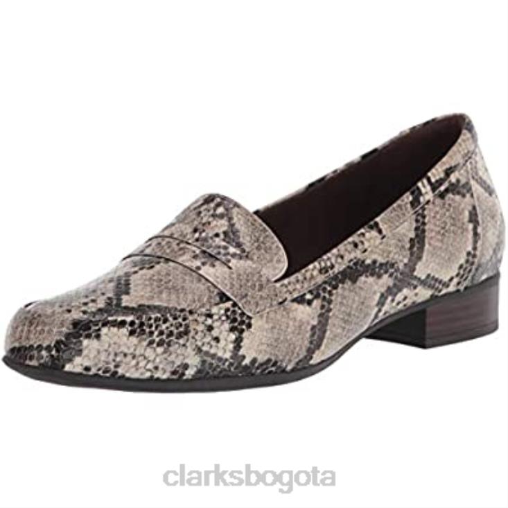 Clarks 0DX8L2160 Mocasines Clarks Juliet Coast de serpiente sintética color topo para mujer mujer serpiente sintética color topo
