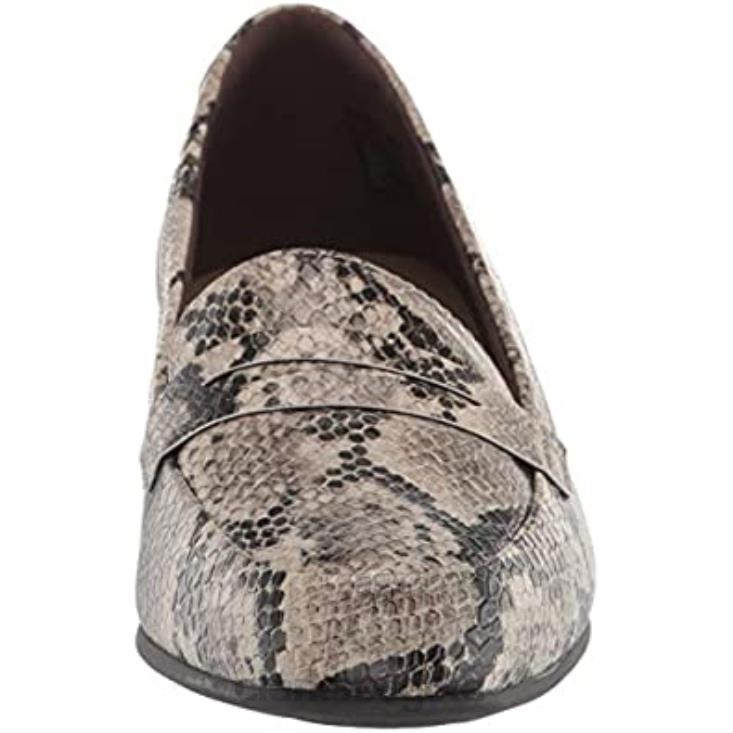 Clarks 0DX8L2160 Mocasines Clarks Juliet Coast de serpiente sintética color topo para mujer mujer serpiente sintética color topo