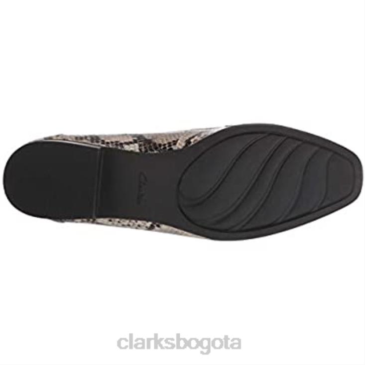 Clarks 0DX8L2160 Mocasines Clarks Juliet Coast de serpiente sintética color topo para mujer mujer serpiente sintética color topo