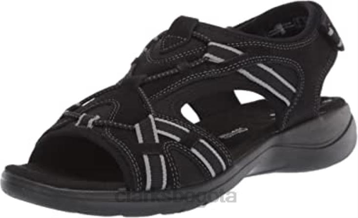 Clarks 0DX8L2167 sandalia deportiva saylie loop para mujer clarks ante negro mujer ante negro