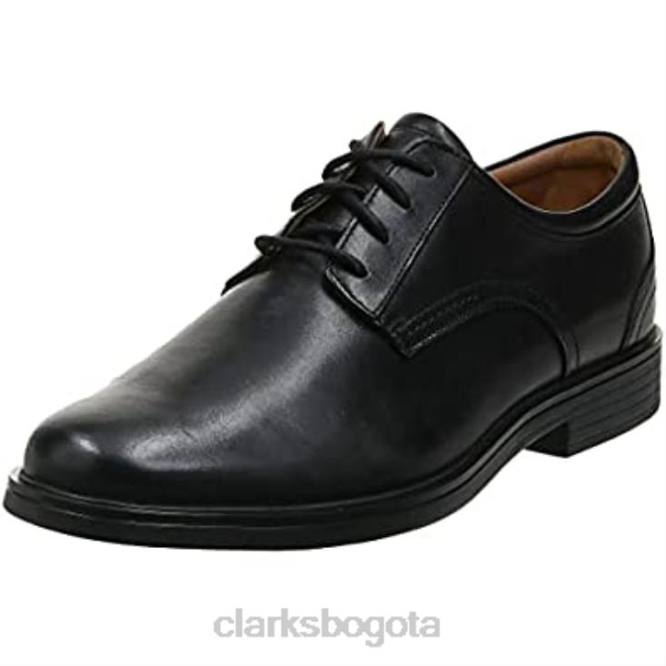 Clarks 0DX8L2182 Clarks de cuero negro plano Oxford con encaje un aldric para hombre hombres