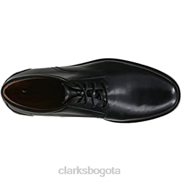 Clarks 0DX8L2182 Clarks de cuero negro plano Oxford con encaje un aldric para hombre hombres