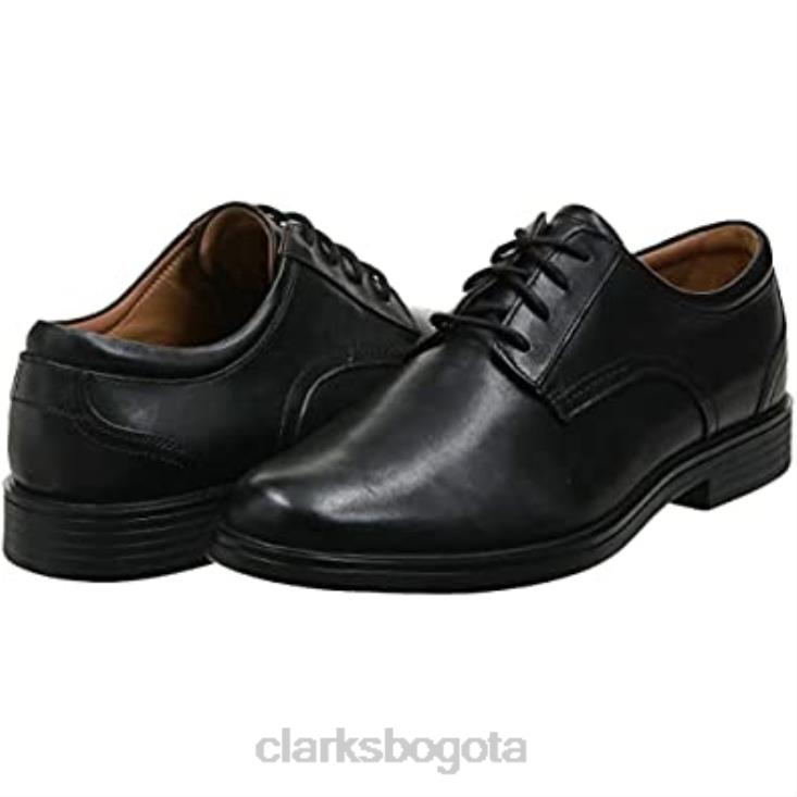 Clarks 0DX8L2182 Clarks de cuero negro plano Oxford con encaje un aldric para hombre hombres