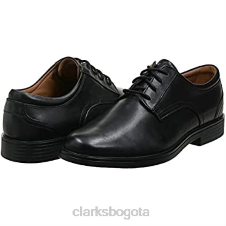 Clarks 0DX8L2182 Clarks de cuero negro plano Oxford con encaje un aldric para hombre hombres