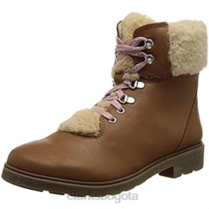 Clarks 0DX8L2186 Botas de nieve Clarks Astrol Hiker K para niña de cuero tostado niños cuero marrón