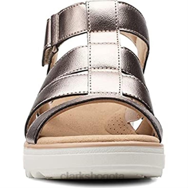 Clarks 0DX8L2189 sandalia con cuña jillian quartz mujer clarks metalizado sintético mujer sintético metálico