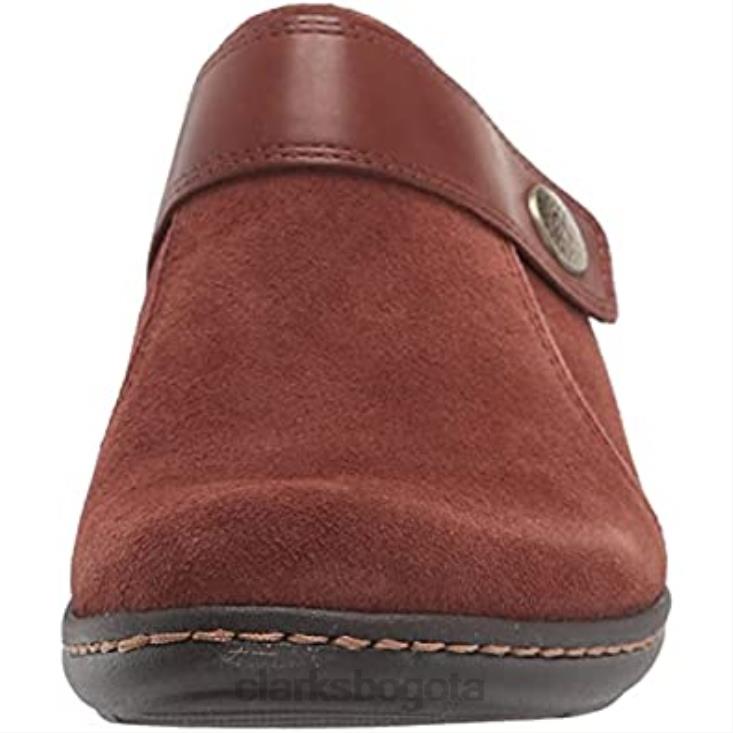 Clarks 0DX8L2190 zuecos con correa laurieann para mujer color canela oscuro combi clarks mujer combinación de bronceado oscuro