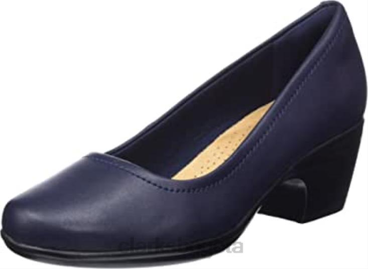 Clarks 0DX8L2215 zapatos de tacón emily belle para mujer de cuero azul marino clarks mujer