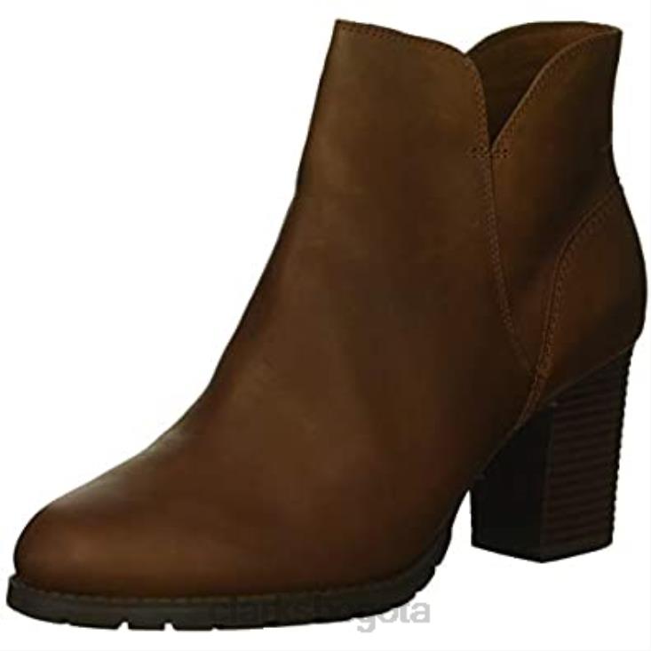 Clarks 0DX8L2216 Bota de moda Clarks Verona Trish de cuero color canela oscuro para mujer mujer cuero bronceado oscuro
