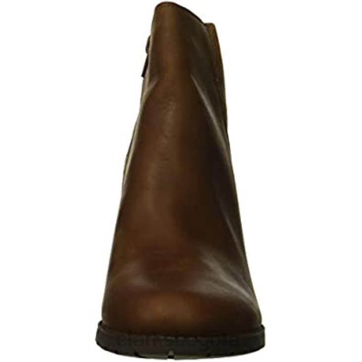 Clarks 0DX8L2216 Bota de moda Clarks Verona Trish de cuero color canela oscuro para mujer mujer cuero bronceado oscuro
