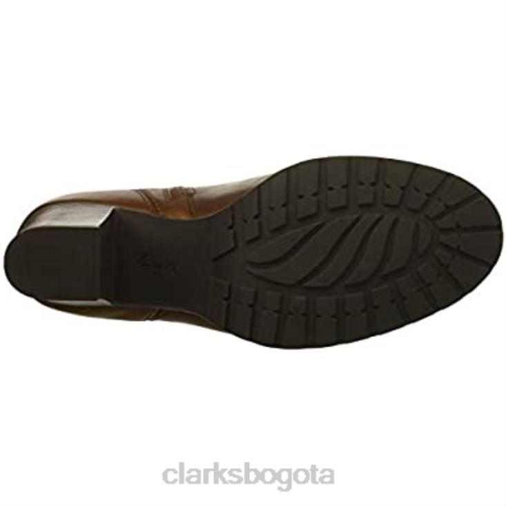 Clarks 0DX8L2216 Bota de moda Clarks Verona Trish de cuero color canela oscuro para mujer mujer cuero bronceado oscuro