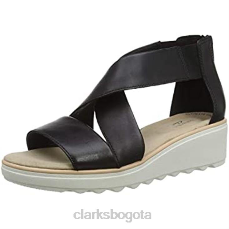 Clarks 0DX8L2245 sandalia con cuña jillian rise para mujer clarks negro mujer cuero negro cuero negro