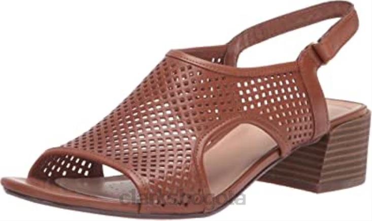 Clarks 0DX8L2254 Sandalia de tacón caroleigh star para mujer de piel color canela clarks mujer cuero marrón