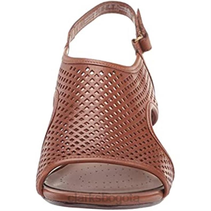Clarks 0DX8L2254 Sandalia de tacón caroleigh star para mujer de piel color canela clarks mujer cuero marrón