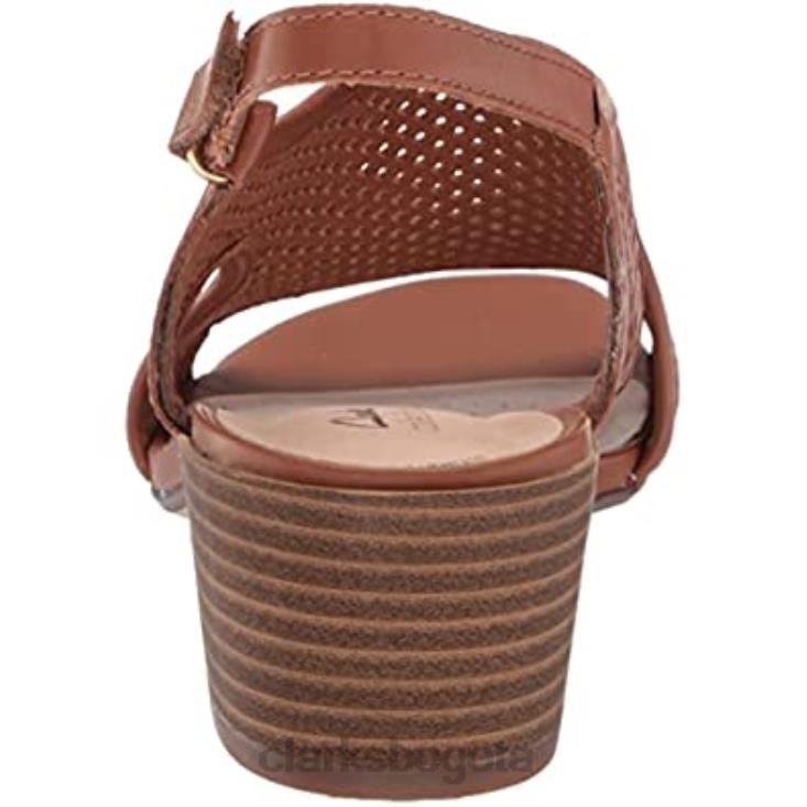 Clarks 0DX8L2254 Sandalia de tacón caroleigh star para mujer de piel color canela clarks mujer cuero marrón