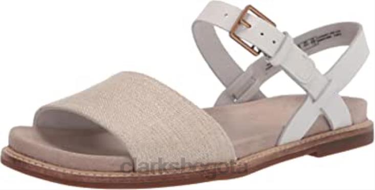 Clarks 0DX8L2255 sandalia plana mujer correa corsio clarks lona natural mujer lienzo natural