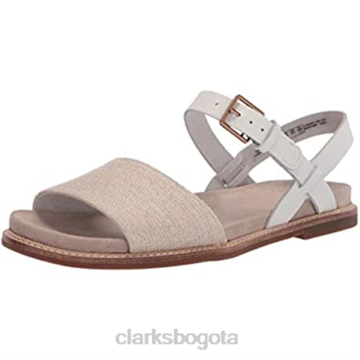 Clarks 0DX8L2255 sandalia plana mujer correa corsio clarks lona natural mujer lienzo natural