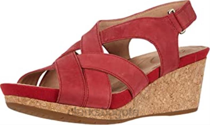 Clarks 0DX8L2259 Sandalia de cuña clarks un capri step de nobuk rojo para mujer mujer nubuck rojo