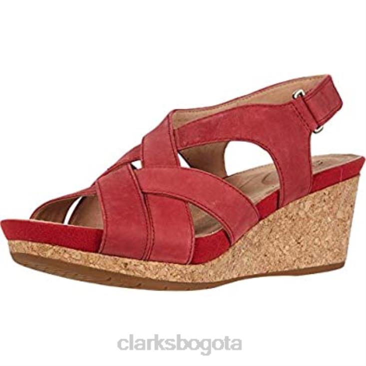 Clarks 0DX8L2259 Sandalia de cuña clarks un capri step de nobuk rojo para mujer mujer nubuck rojo