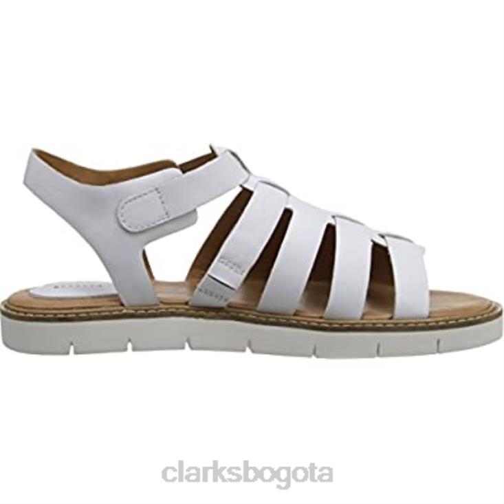 Clarks 0DX8L2270 Sandalia de gladiador de cuero con punta abierta Lydie Kona Clarks de cuero blanco unisexo cuero blanco