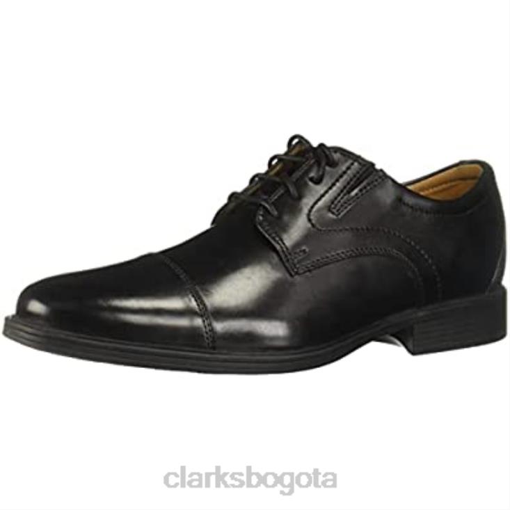 Clarks 0DX8L2273 Clarks Whiddon Cap Oxford de cuero negro para hombre hombres cuero negro