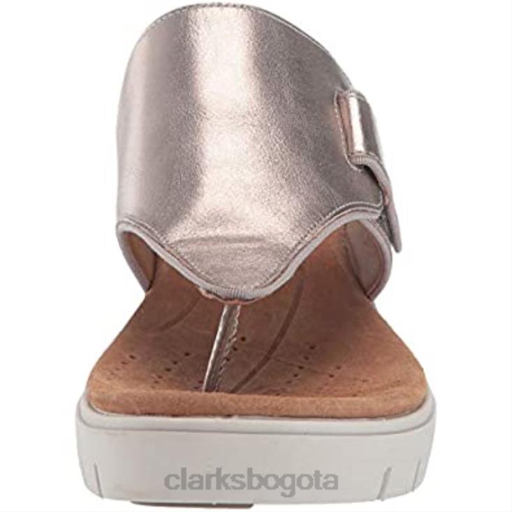 Clarks 0DX8L2292 Sandalias con tira trasera para mujer Un Karely Dew de cuero metalizado dorado Clarks mujer cuero metalizado dorado