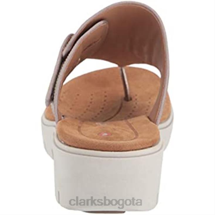 Clarks 0DX8L2292 Sandalias con tira trasera para mujer Un Karely Dew de cuero metalizado dorado Clarks mujer cuero metalizado dorado