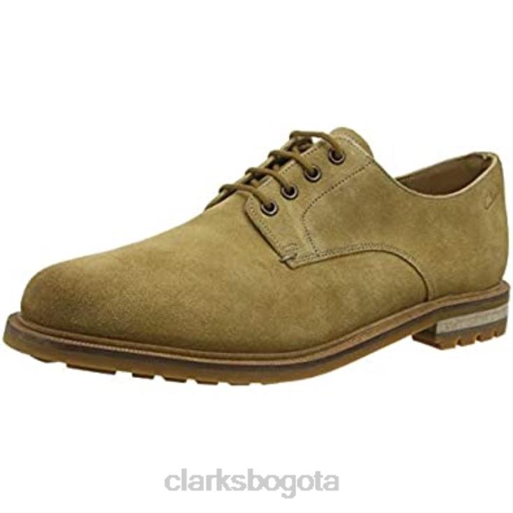 Clarks 0DX8L2298 zapatos clarks foxwell hall derbys para hombre beige ante arena oscuro ante arena oscuro hombres gamuza beige arena oscura