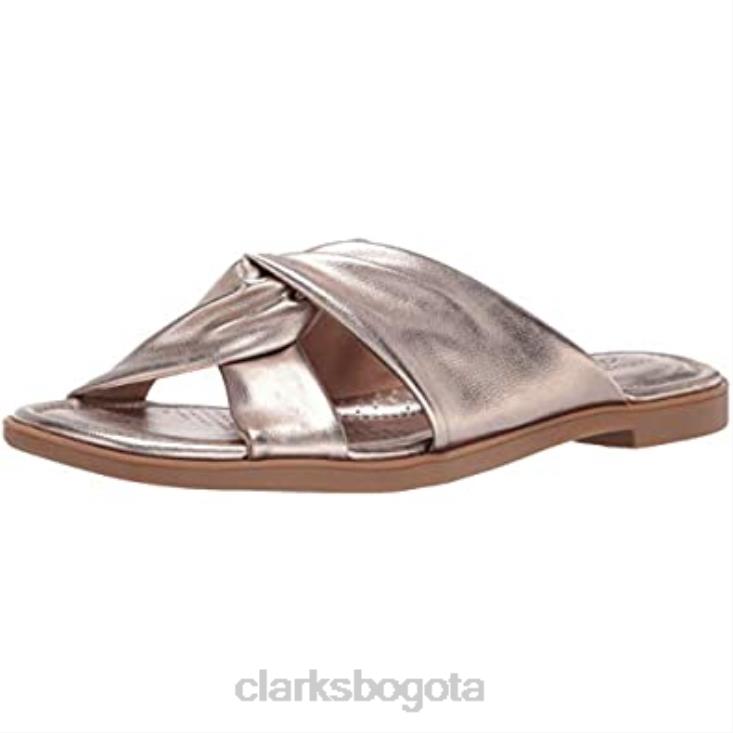Clarks 0DX8L2299 Sandalia plana metálica Clarks Reyna Twist para mujer mujer metálico