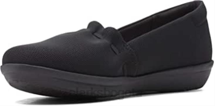 Clarks 0DX8L230 Mocasín Ayla Shine para mujer plano negro textil clarks mujer
