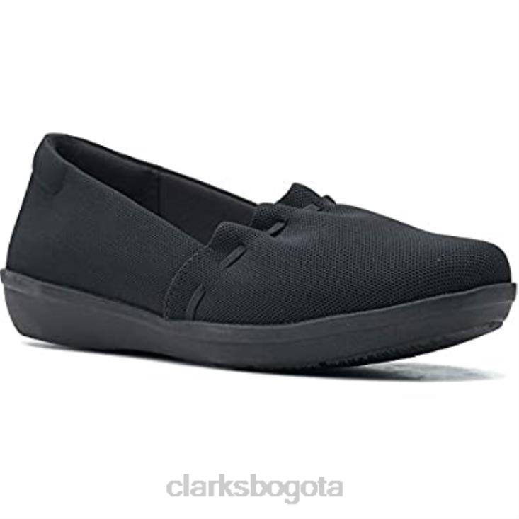 Clarks 0DX8L230 Mocasín Ayla Shine para mujer plano negro textil clarks mujer