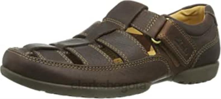 Clarks 0DX8L2306 Sandalias abiertas clarks reclinables para hombre cuero marrón caoba ny hombres cuero marrón caoba