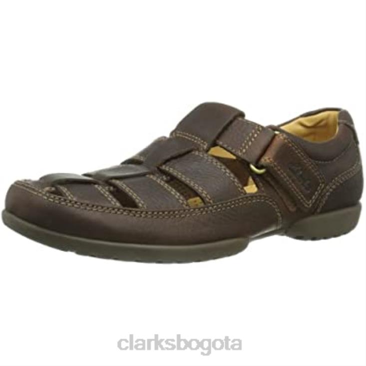 Clarks 0DX8L2306 Sandalias abiertas clarks reclinables para hombre cuero marrón caoba ny hombres cuero marrón caoba