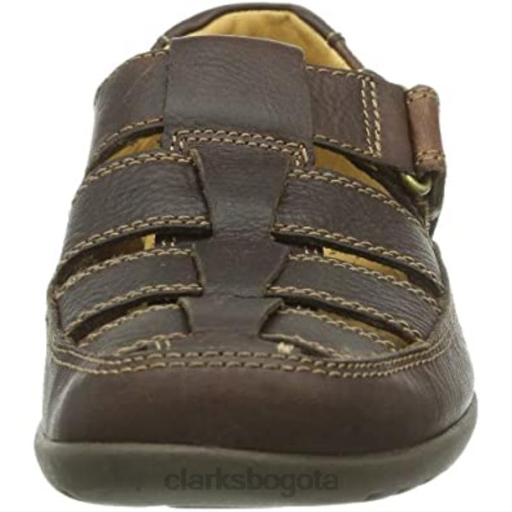 Clarks 0DX8L2306 Sandalias abiertas clarks reclinables para hombre cuero marrón caoba ny hombres cuero marrón caoba